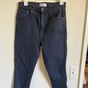 Etice stripped skinny jeans with distress at bottom